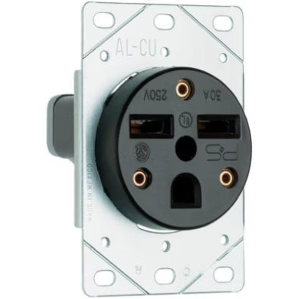 30Aflush Pwr Receptacle, Pass & Seymour, Mfr#: 3801CC6